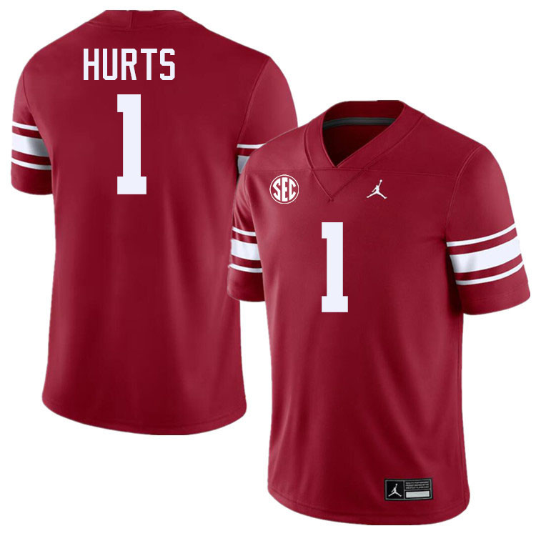 Oklahoma Sooners #1 Jalen Hurts College Football Jerseys,Uniforms-Throwback